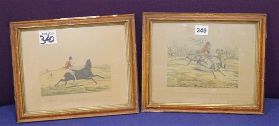 A set of four hunting prints and a coaching scene